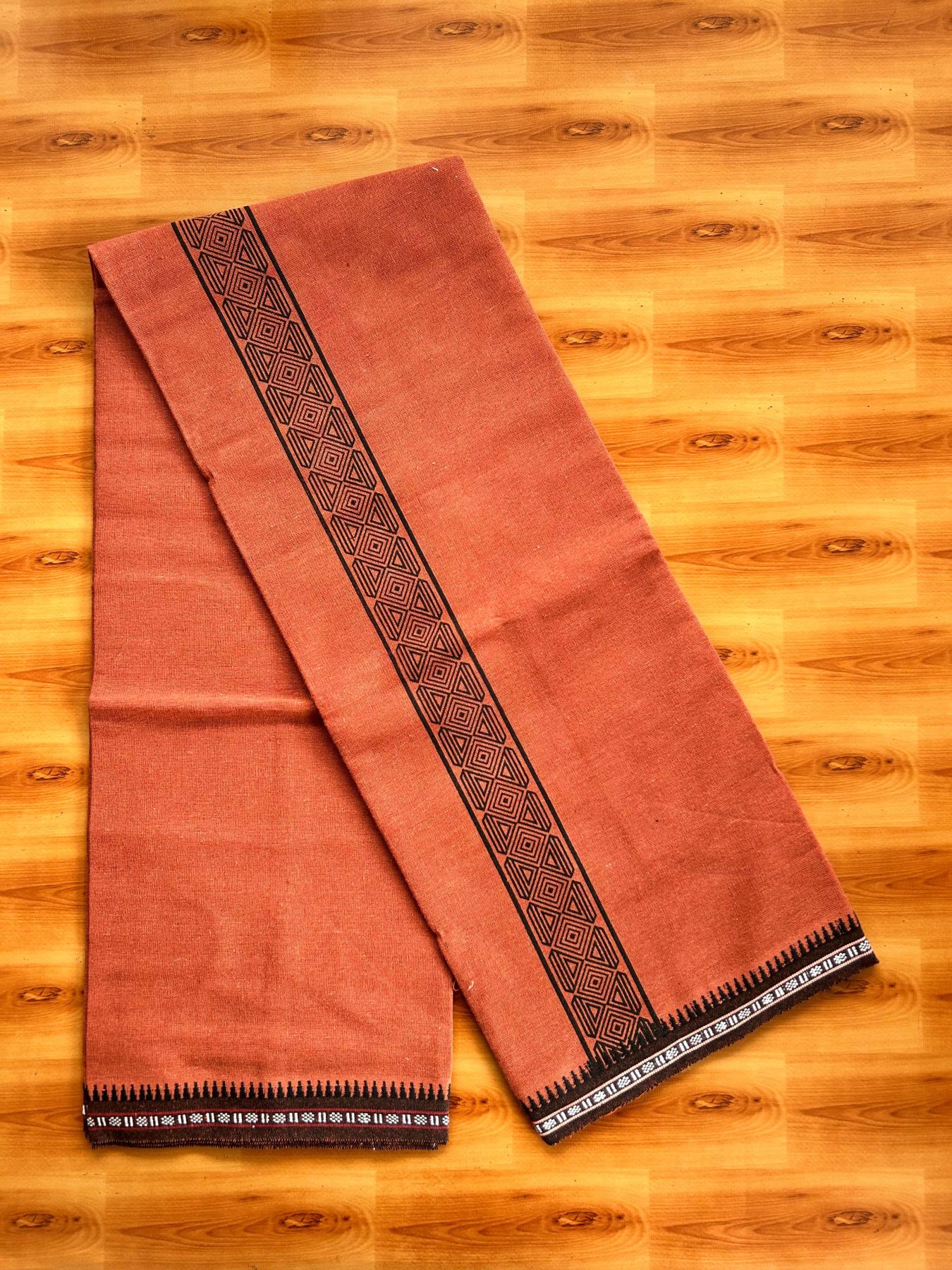 Single Kaily / Lungi - Kaitharikada - Mixed Cotton - 40s twisted - 1.75 inch Black Printed Design Printed Kuppadam Kara With Kavi Colour Body (2 meter / 4 muzham) - 16 KK8075 SAT