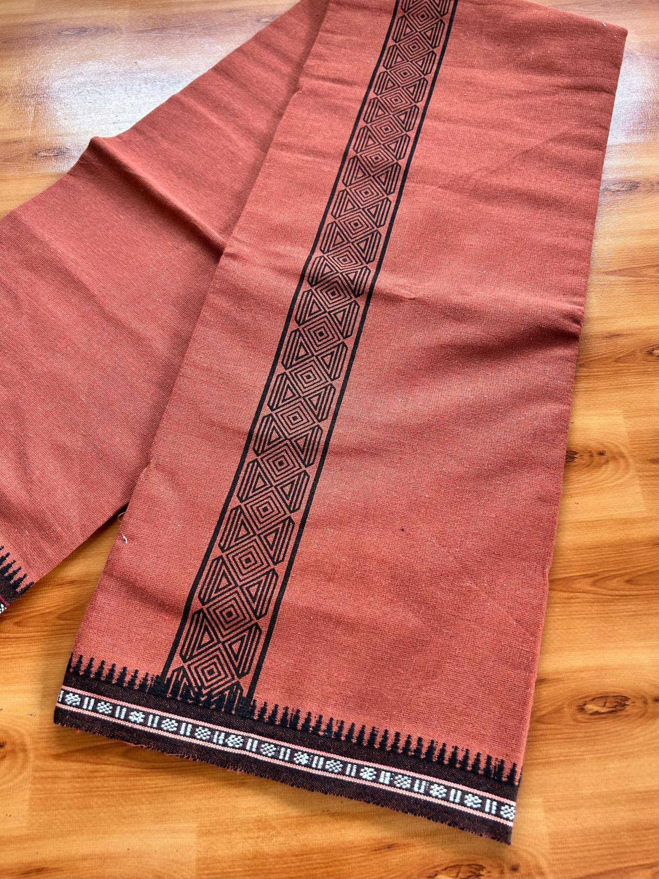Single Kaily / Lungi - Kaitharikada - Mixed Cotton - 40s twisted - 1.75 inch Black Printed Design Printed Kuppadam Kara With Kavi Colour Body (2 meter / 4 muzham) - 16 KK8075 SAT