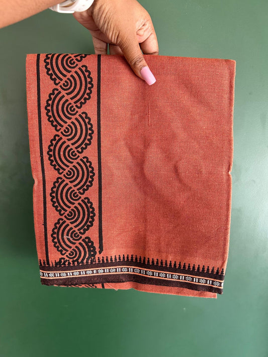 Single Kaily / Lungi - Kaitharikada - Mixed Cotton - 40s twisted - 1.75 inch Black Printed Design Printed Kuppadam Kara With Kavi Colour Body (2 meter / 4 muzham) - 18 KK8075 SAT