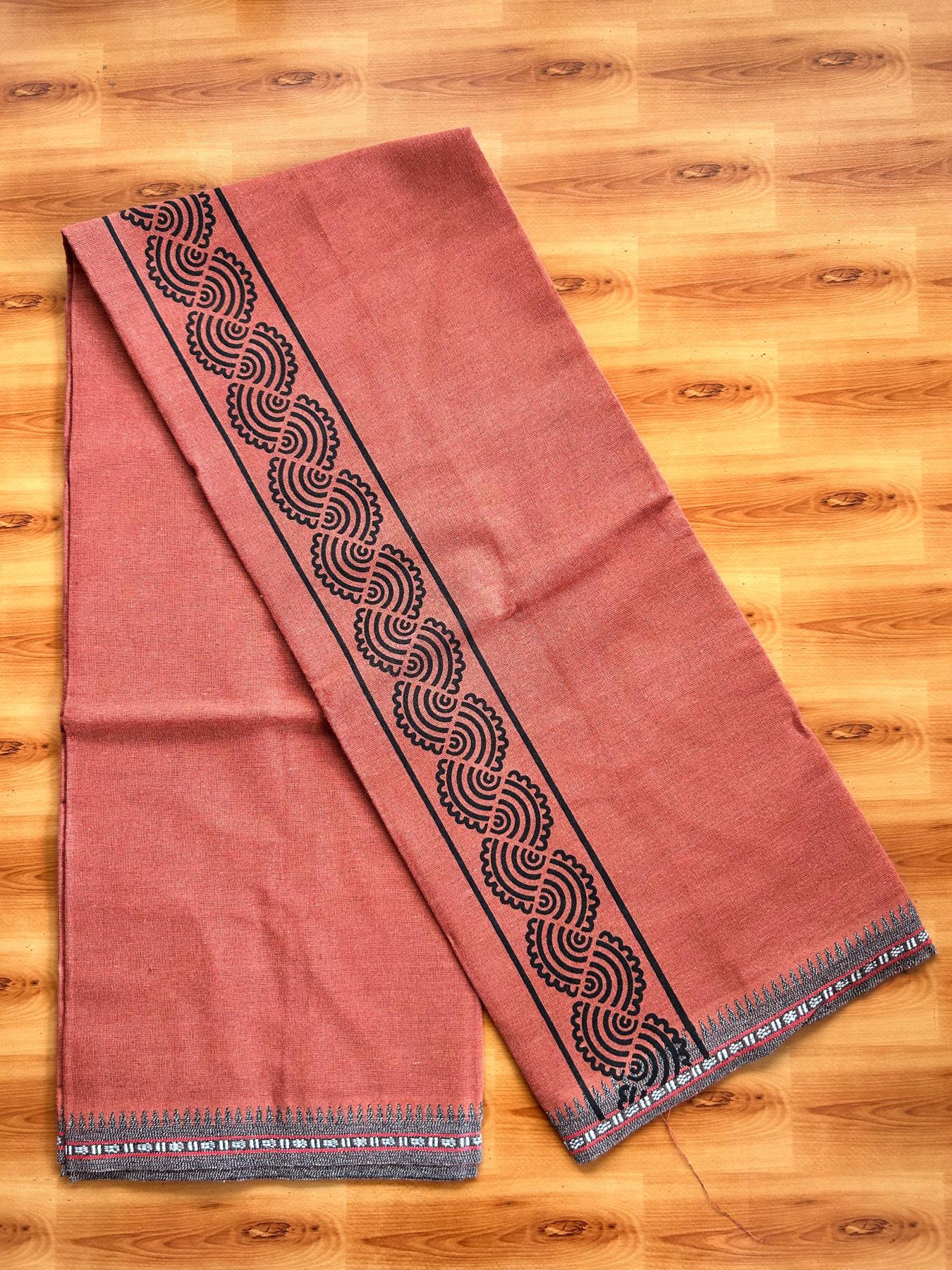 Single Kaily / Lungi - Kaitharikada - Mixed Cotton - 40s twisted - 1.75 inch Black Printed Design Printed Kuppadam Kara With Kavi Colour Body (2 meter / 4 muzham) - 19 KK8075 SAT