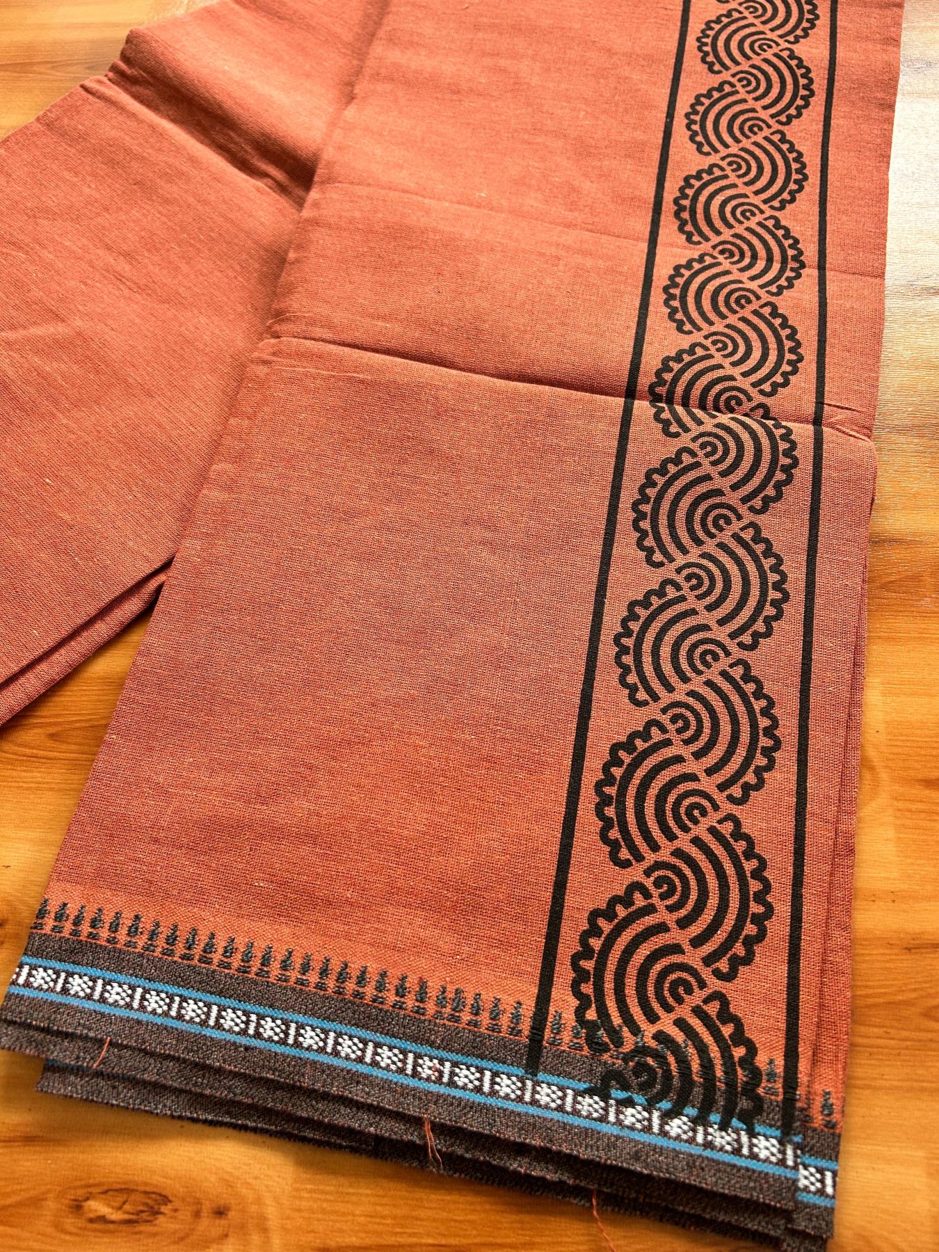 Single Kaily / Lungi - Kaitharikada - Mixed Cotton - 40s twisted - 1.75 inch Black Printed Design Printed Kuppadam Kara With Kavi Colour Body (2 meter / 4 muzham) - 20 KK8075 SAT