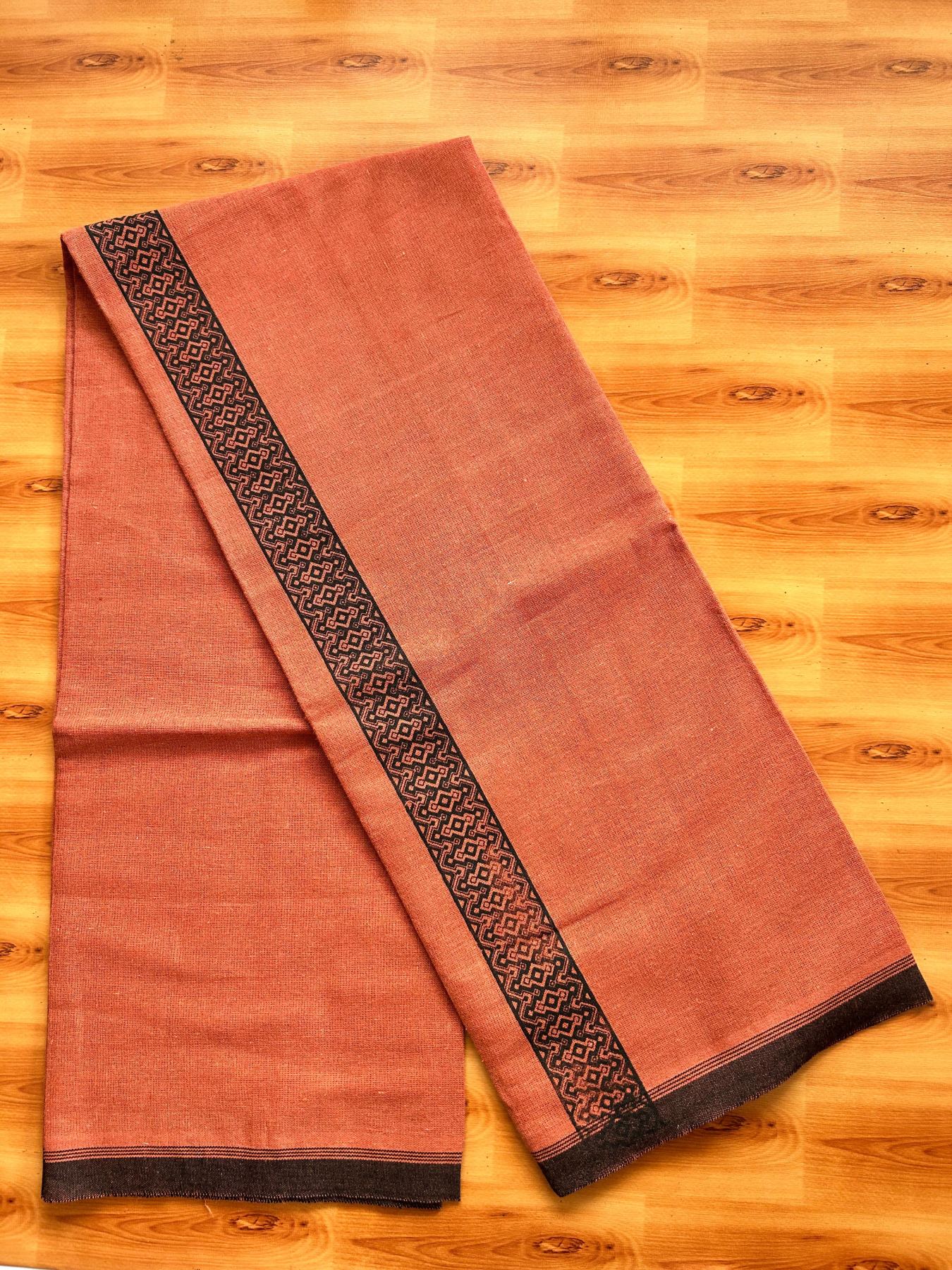 Single Kaily / Lungi - Kaitharikada - Mixed Cotton - 40s twisted - 1.75 inch Black Printed Design Stripes Kara With Kavi Colour Body (2 meter / 4 muzham) - 21 KK8075 SAT