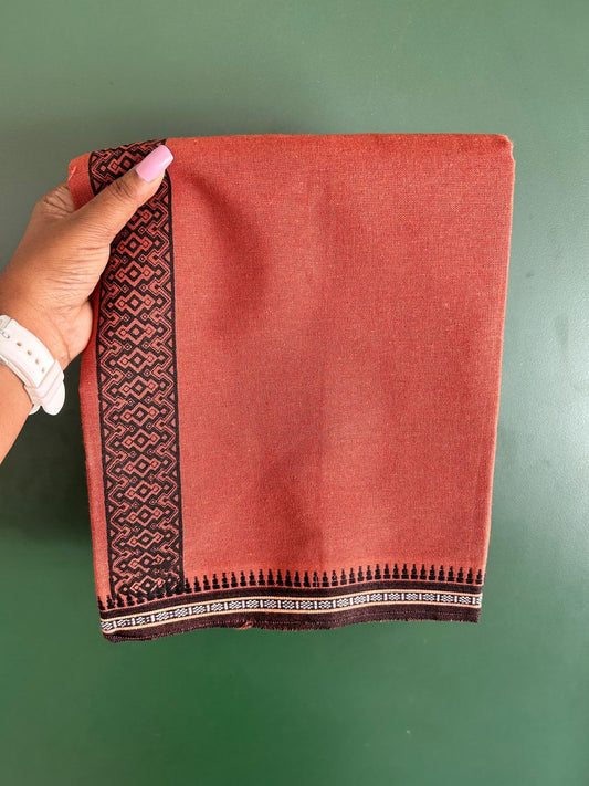 Single Kaily / Lungi - Kaitharikada - Mixed Cotton - 40s twisted - 1.75 inch Black Printed Design Printed Kuppadam Kara With Kavi Colour Body (2 meter / 4 muzham) - 22 KK8075 SAT
