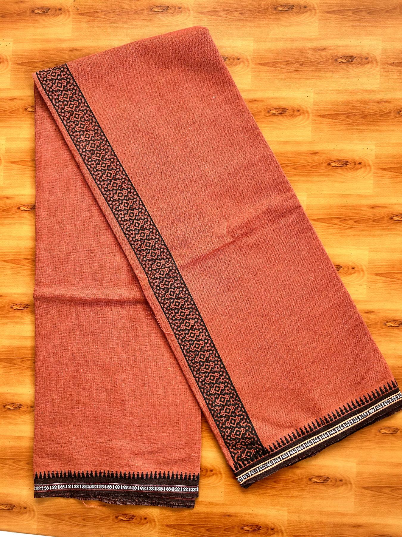 Single Kaily / Lungi - Kaitharikada - Mixed Cotton - 40s twisted - 1.75 inch Black Printed Design Printed Kuppadam Kara With Kavi Colour Body (2 meter / 4 muzham) - 22 KK8075 SAT