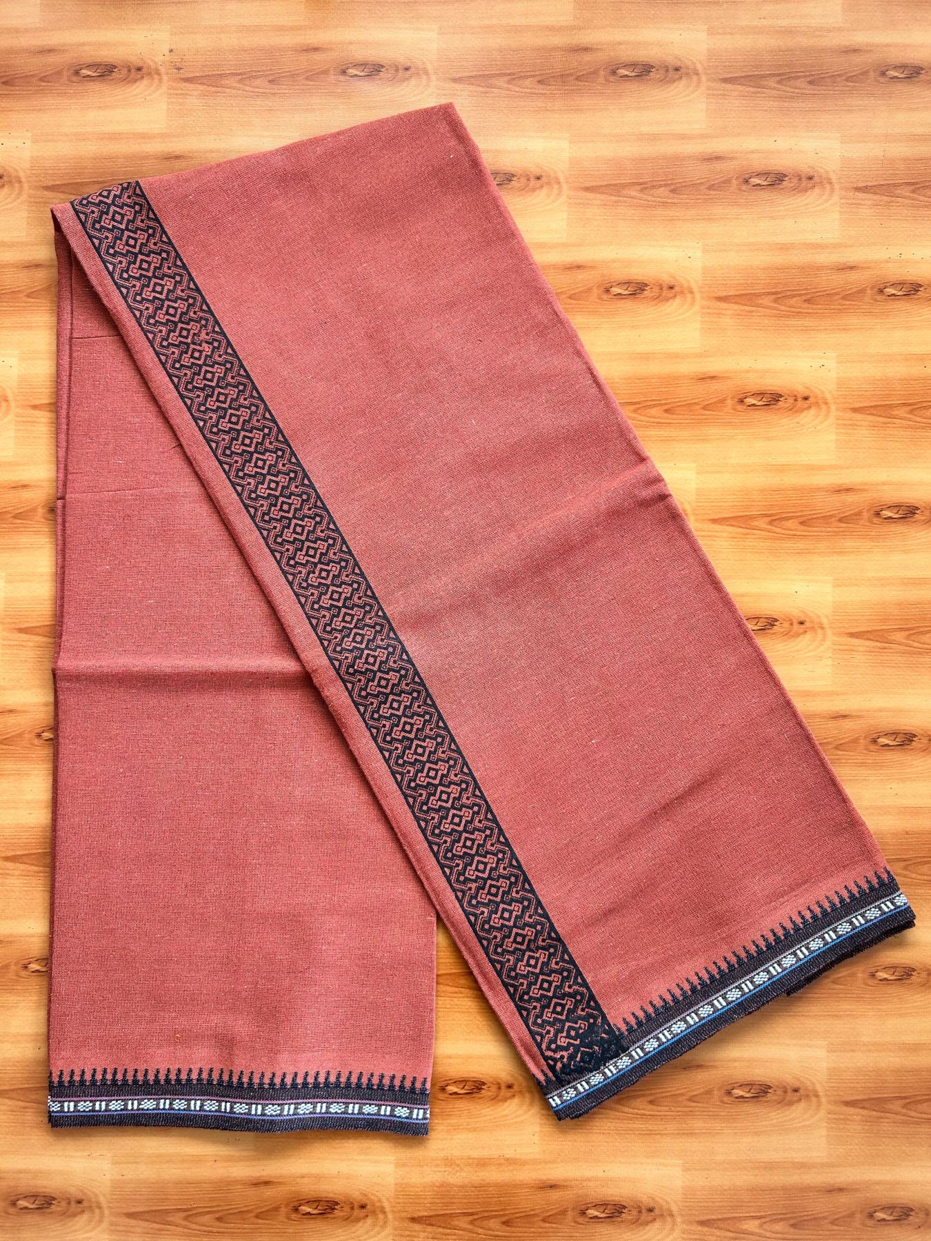Single Kaily / Lungi - Kaitharikada - Mixed Cotton - 40s twisted - 1.75 inch Black Printed Design Printed Kuppadam Kara With Kavi Colour Body (2 meter / 4 muzham) - 23 KK8075 SAT