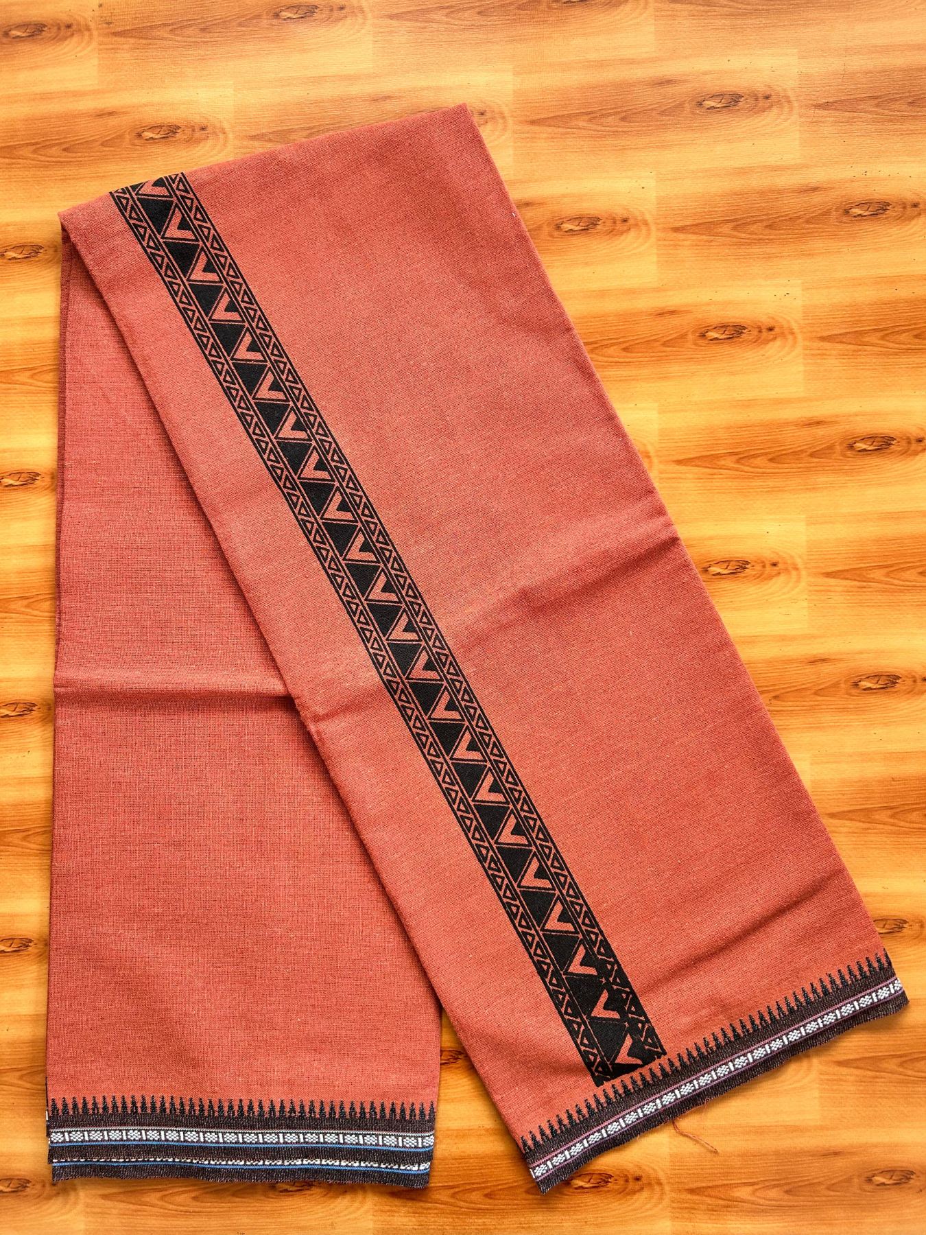 Single Kaily / Lungi - Kaitharikada - Mixed Cotton - 40s twisted - 1.75 inch Black Printed Design Printed Kuppadam Kara With Kavi Colour Body (2 meter / 4 muzham) - 24 KK8075 SAT