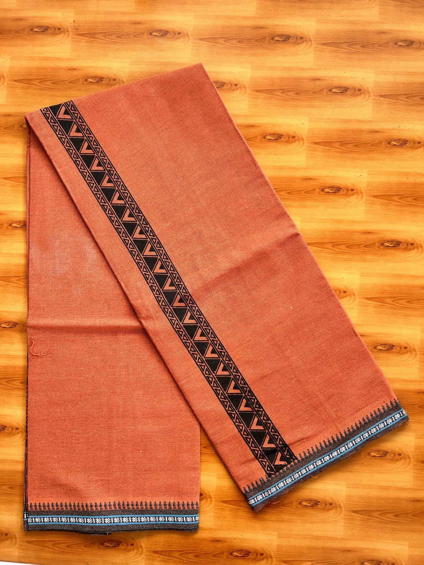 Single Kaily / Lungi - Kaitharikada - Mixed Cotton - 40s twisted - 1.75 inch Black Printed Design Printed Kuppadam Kara With Kavi Colour Body (2 meter / 4 muzham) - 25 KK8075 SAT