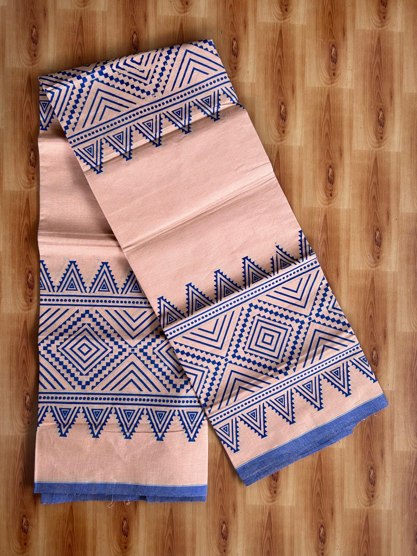 Single Kaily / Lungi - Pure Cotton - (40s) -  Blue Printed design with Light Kavi colour body (2 meter / 4 muzham) - 10 KK8071 GAN