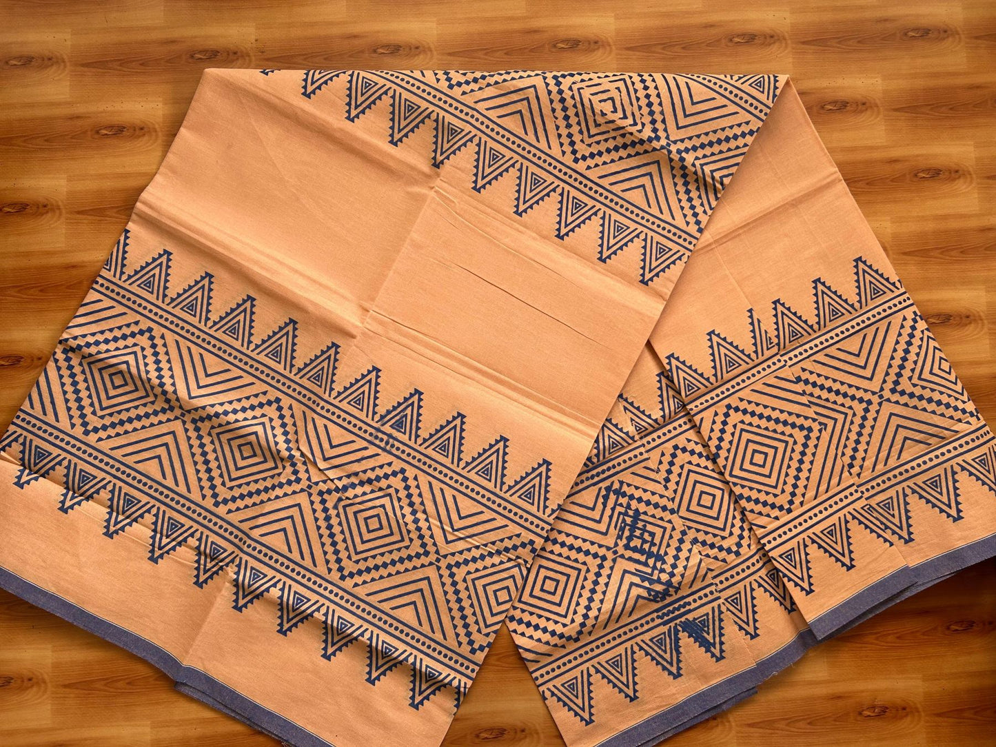 Single Kaily / Lungi - Pure Cotton - (40s) -  Blue Printed design with Light Kavi colour body (2 meter / 4 muzham) - 10 KK8071 GAN