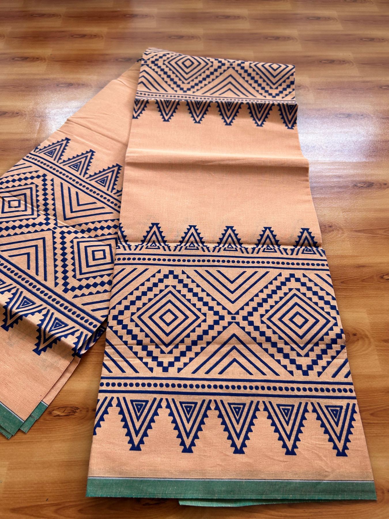 Single Kaily / Lungi - Pure Cotton - (40s) -  Blue Printed design with Light Kavi colour body (2 meter / 4 muzham) - 11 KK8071 GAN