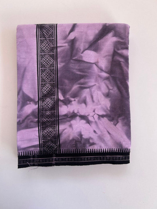 Single Kaily / Lungi - Kaitharikada - Mixed Cotton - 40s twisted - 1.75 inch Black Printed Design Kara With Light Purple & Black Shaded Colour Body (2 meter / 4 muzham) -  2 KK8088 SAT