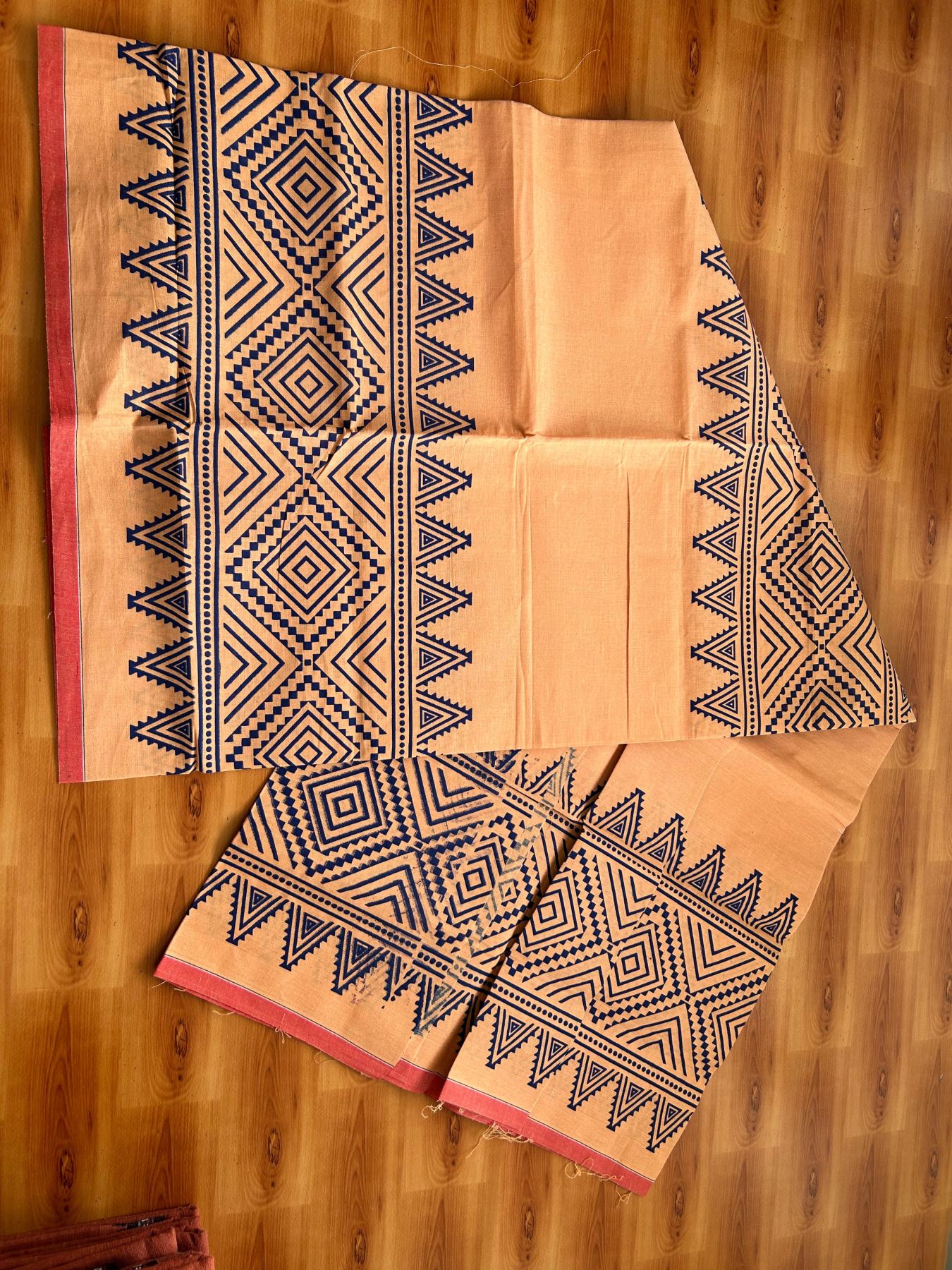 Single Kaily / Lungi - Pure Cotton - (40s) -  Blue Printed design with Light Kavi colour body (2 meter / 4 muzham) - 13 KK8071 GAN