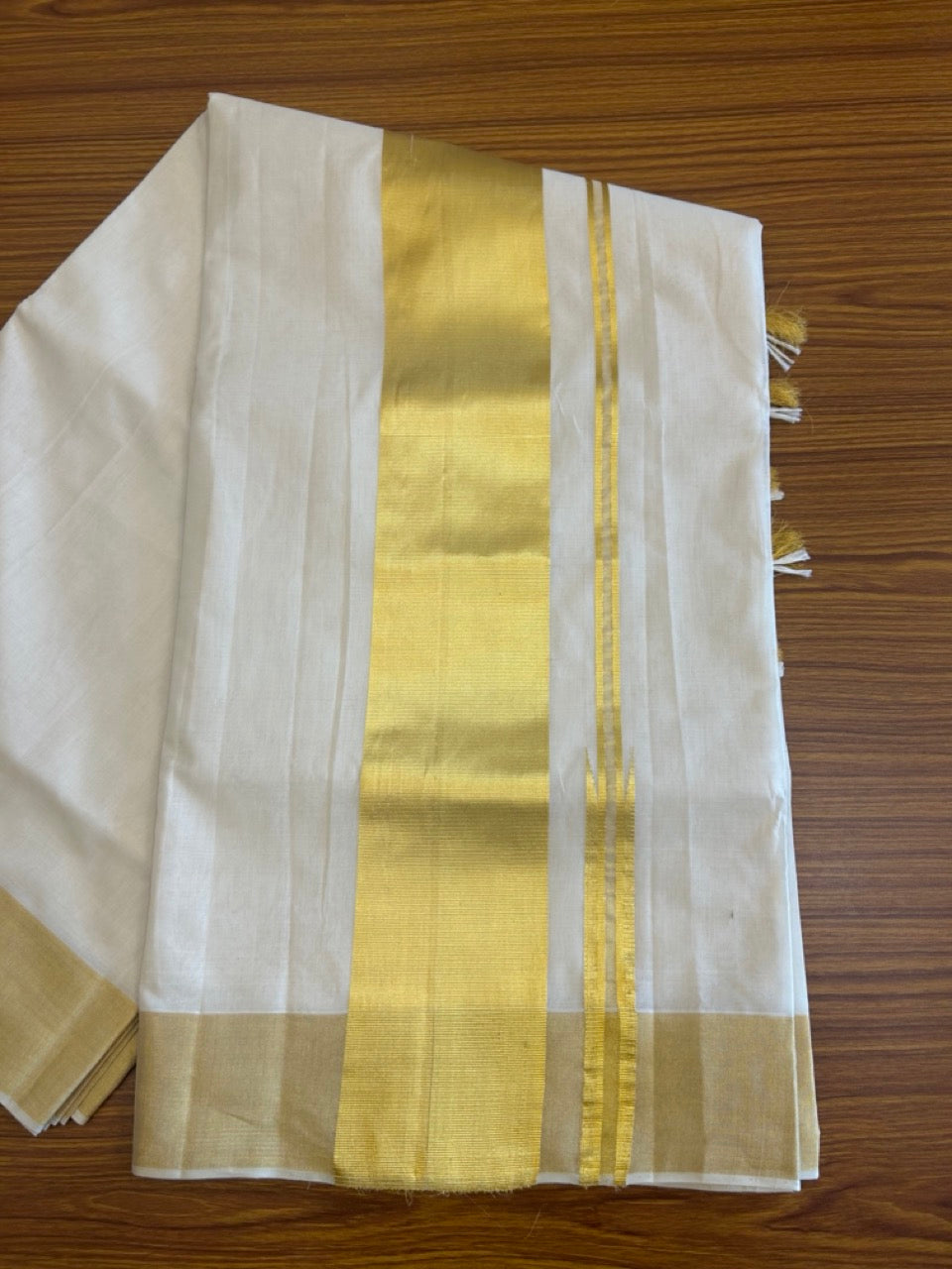 19% Discount KaithariKada HANDLOOM Unakkupaav Balaramapuram Kerala Saree for Women- 100% PURE COTTON - GOLD KASAVU PULIYILAKKARA Chutty KARA - 1KK1010ABH