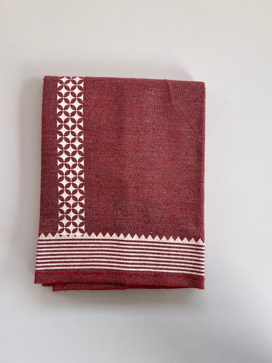 Kaitharikada - Single Kaily / Lungi - Mixed Cotton - 40s twisted - 1.5 inch White Printed kara with Red , Black & White Shaded colour body (2 meter / 4 muzham) - 8 KK8083 GAN
