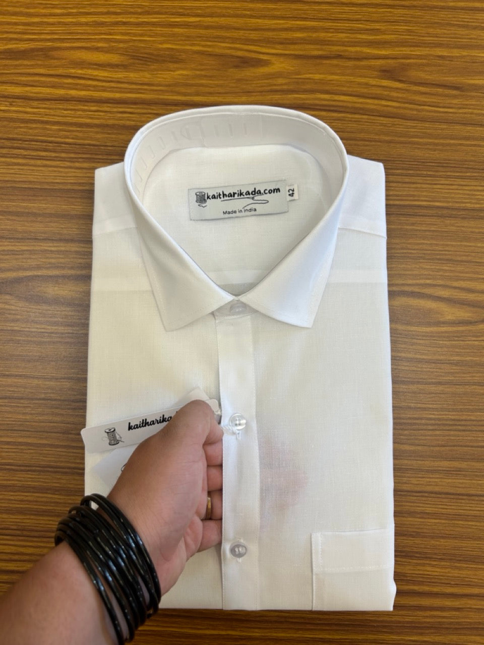 White Shirt - Full Sleeve - Club Royal - Cotton - Kaitharikada Original - Politician Type - 1 KK1002 KBF