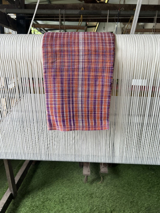 Kaitharikada - Handloom Pure Cotton Kerala Towel - Thorthu - Orange Violet Body & White Kara - 1 KK5199 ELA