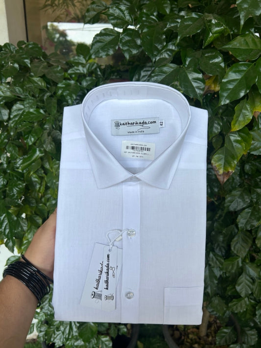 White Shirt - Full Sleeve - Cotton Nano Tech -  Kaitharikada Original - Politician Type - 1KK1002S