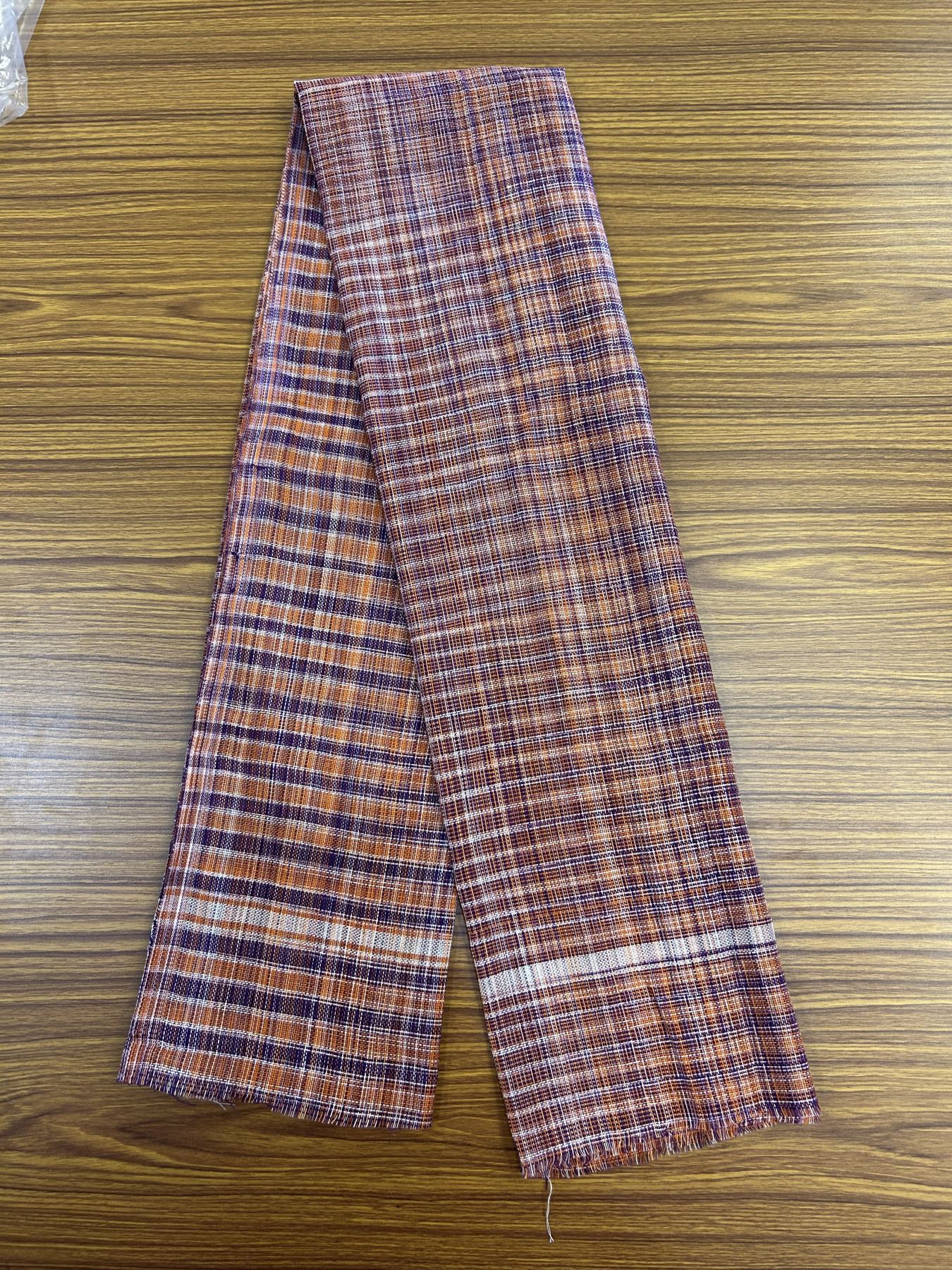 Kaitharikada - Handloom Pure Cotton Kerala Towel - Thorthu - Orange Violet Body & White Kara - 1 KK5199 ELA