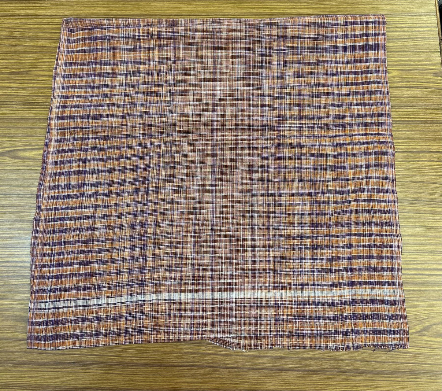 Kaitharikada - Handloom Pure Cotton Kerala Towel - Thorthu - Orange Violet Body & White Kara - 1 KK5199 ELA