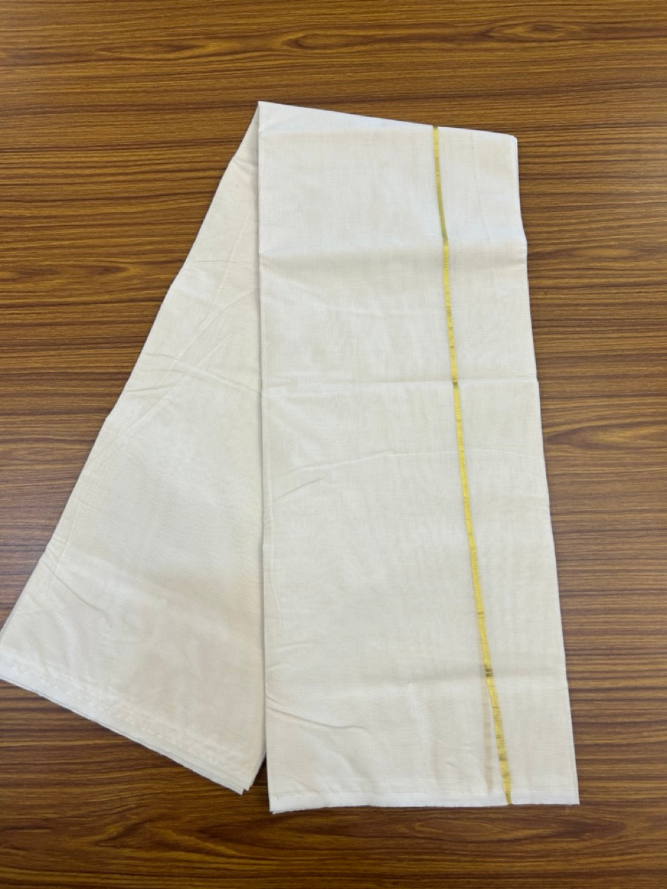 20% Discount !! KaithariKada Balaramapuram 100% Cotton Double Off white - (Unbleached) Mundu/Dhoti-100x100 - 0.25 inch Kasavu  Kara - 12 KK5268 ASH