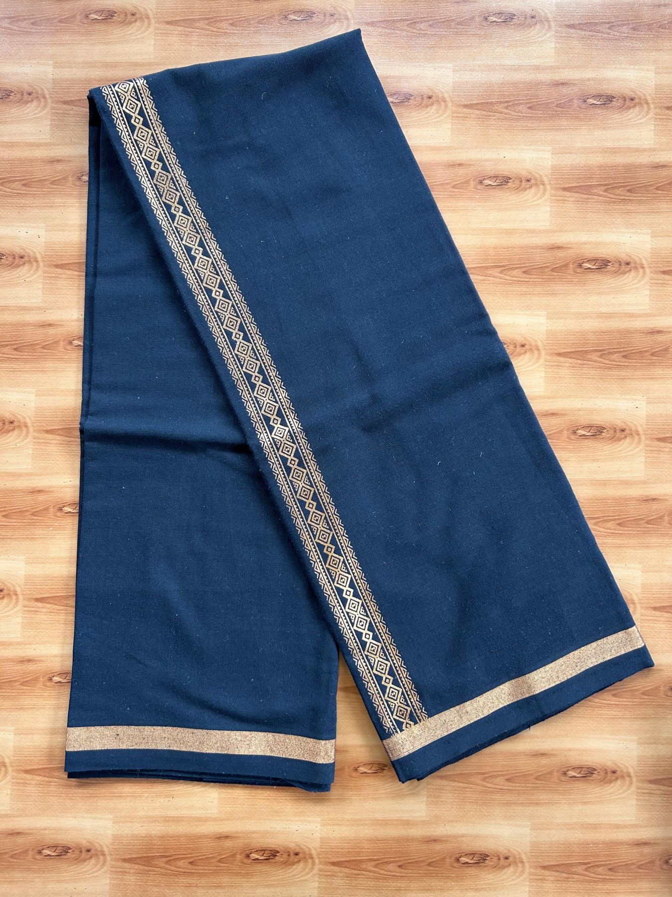 Kaitharikada - Single Kaily / Lungi - Mixed Cotton - 40s twisted - 1.5 inch  Copper Kasav Printed Design kara with Black colour body (2 meter / 4 muzham) - 10 KK8058 GAN