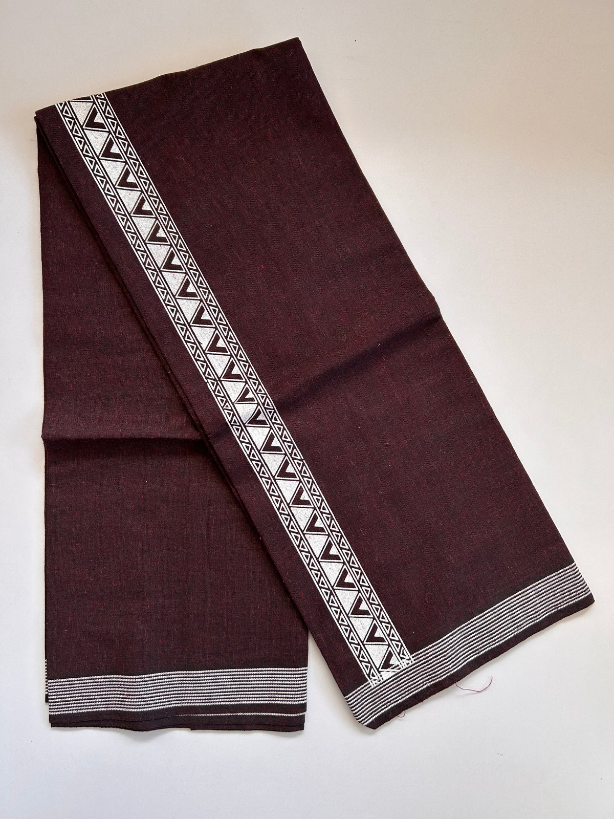 Single Kaily / Lungi - Kaitharikada - Mixed Cotton - 2/40s twisted - 2 inch White Printed Design Kara wine & Black Colour Body (2 meter / 4 muzham) - 29 KK8089 SAT