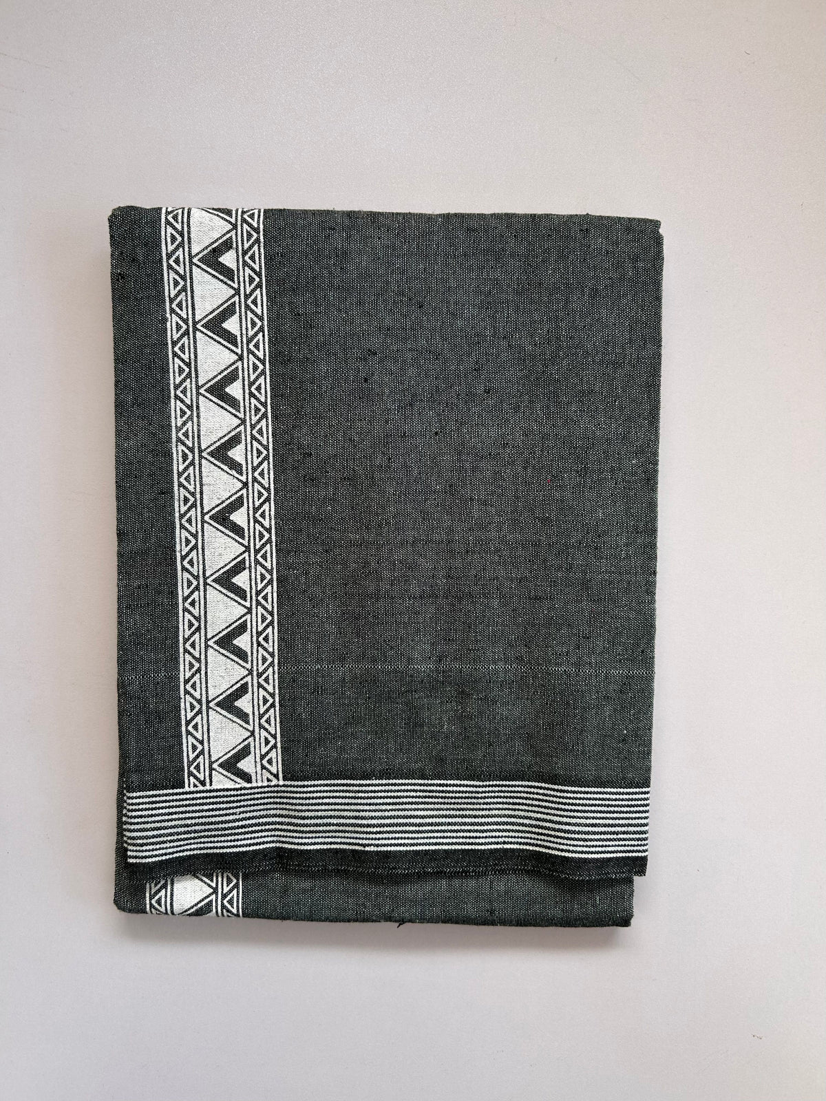Single Kaily / Lungi - Kaitharikada - Mixed Cotton - 2/40s twisted - 2 inch White Printed Design Kara Aqua Green & Black Colour Body (2 meter / 4 muzham) - 31 KK8089 SAT