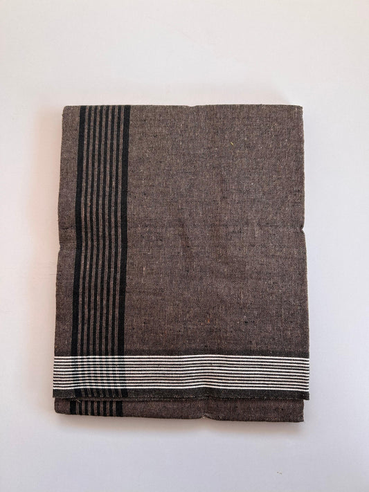 Kaitharikada - Single Kaily / Lungi - Mixed Cotton - (2/40s) twisted - 2 inch Black Striped kara with Dusty Peach & Black Shaded colour body (2 meter / 4 muzham) - 13 KK8089 SAT