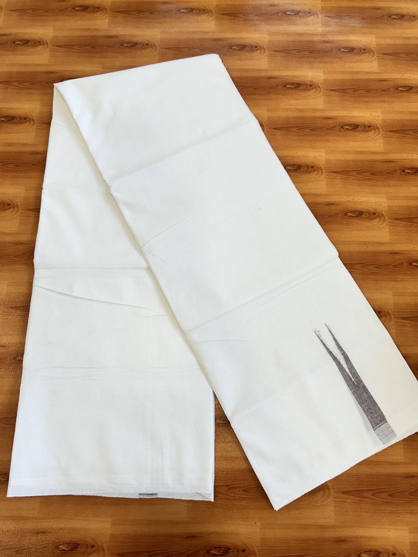 Double Pure White Mundu/Dhoti - 20% Discount !! KaithariKada Balaramapuram 100% Cotton - 100x80 - 2 cm Dark Wine Stripes Chutty Kara 3.80 mtr (8 muzham) - 8 KK5411 CKS