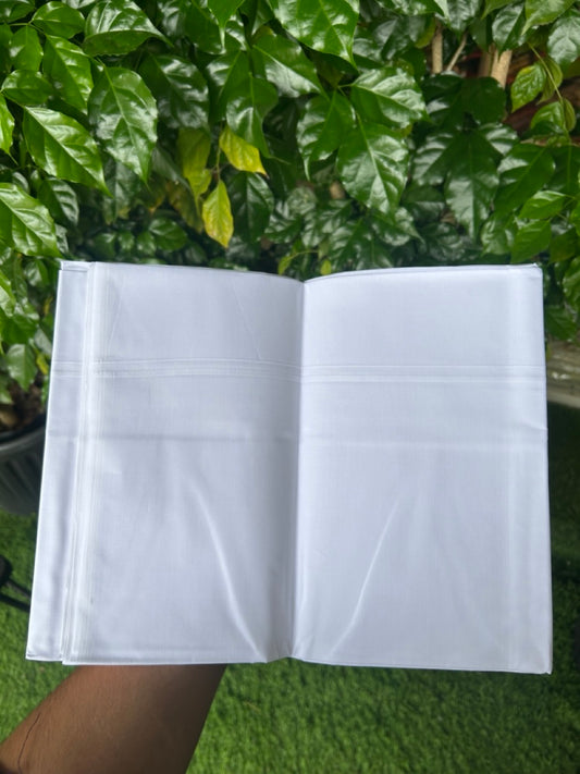 KaithariKada Balaramapuram 100% Cotton PURE WHITE Single Mundu/Dhoti-100x110 - 0.5cm White Kara (2 meter / 4 muzham) - 1KK5242 MC