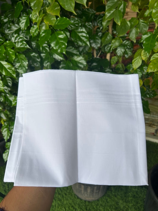 KaithariKada Balaramapuram 100% Cotton PURE WHITE Single Mundu/Dhoti- 40s - 0.4cm White Kara (2 meter / 4 muzham) - 3KK5242 MC