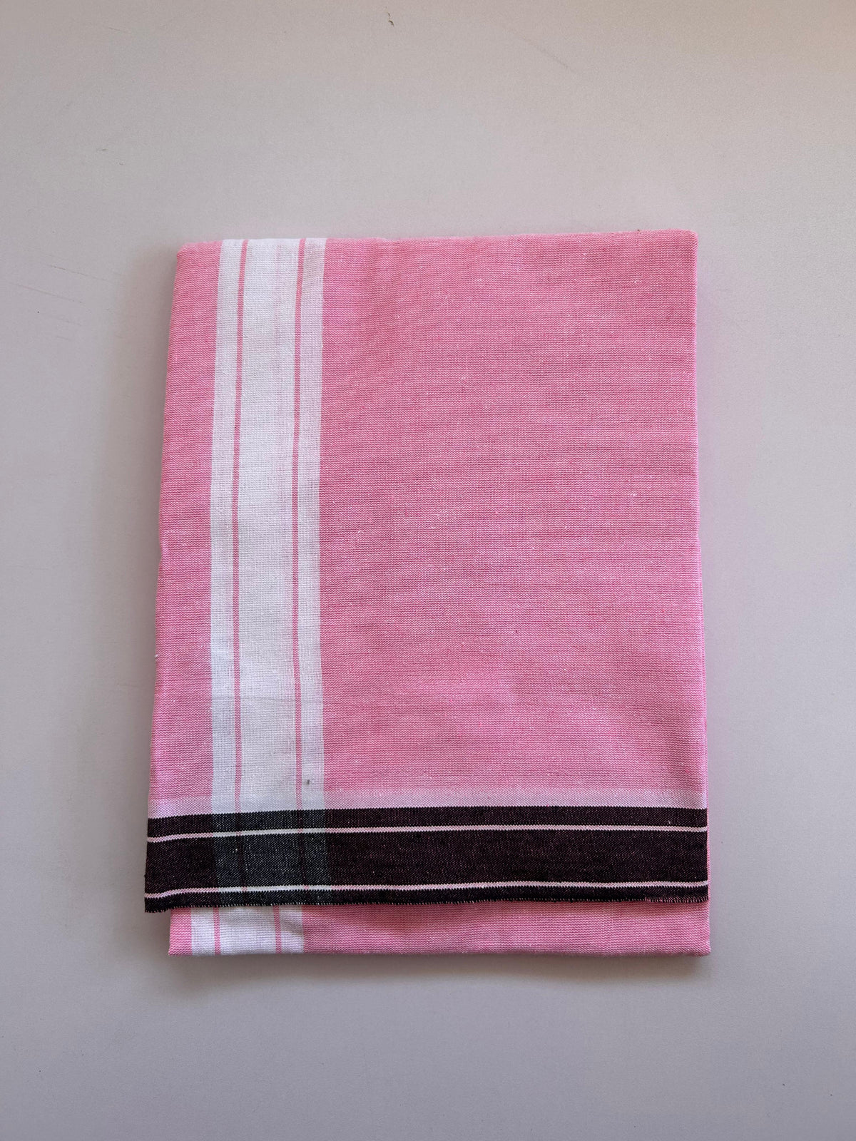 Kaitharikada - Single Kaily / Lungi - Mixed Cotton - (2/40s) twisted - 2 inch White Shaded kara with Baby Pink & White Shaded colour body (2 meter / 4 muzham) - 30 KK8089 SAT