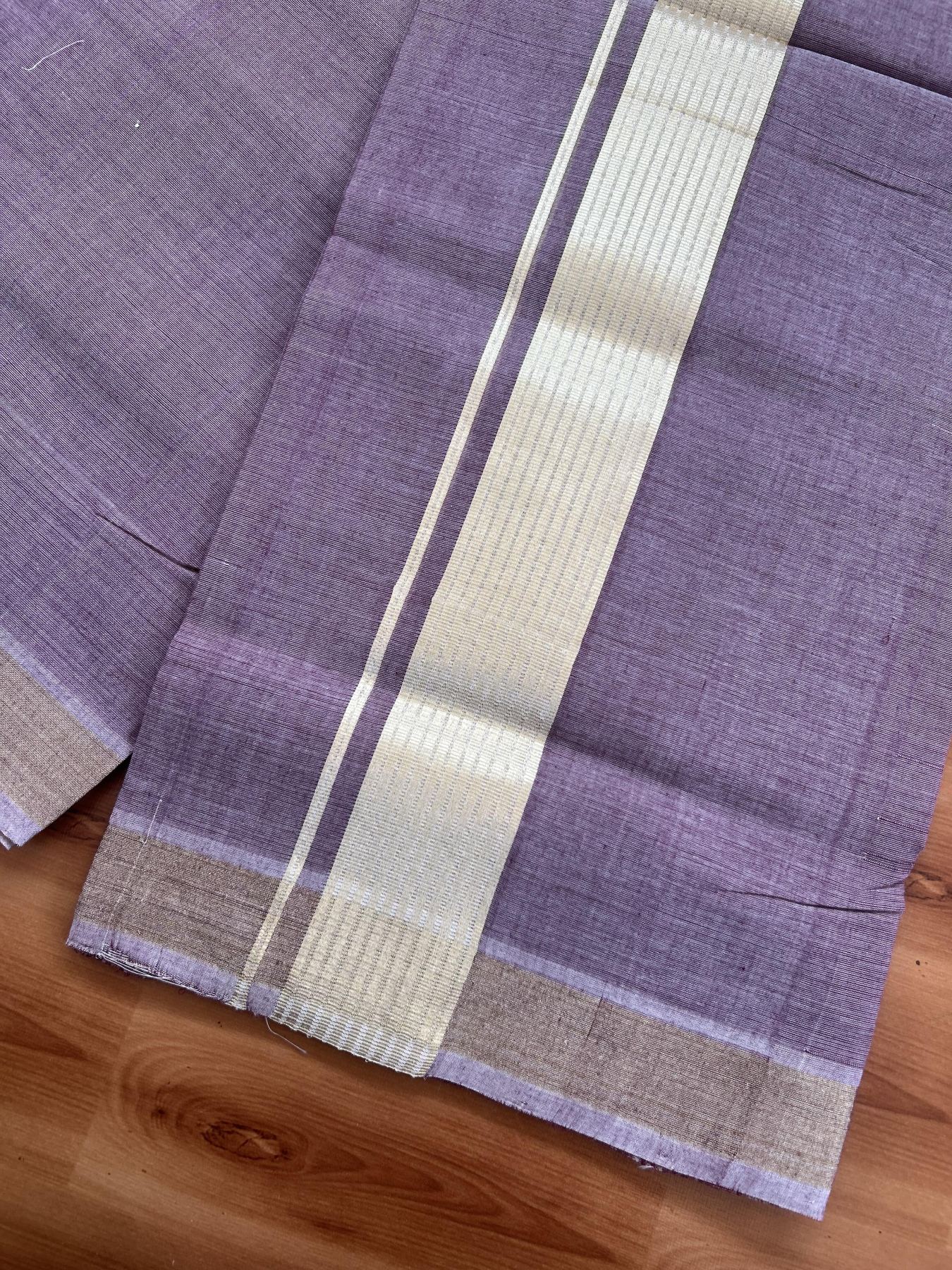 25% Discount! KaithariKada Handloom Unakkupaav Kerala Handloom - 100% Cotton Double Mundu/Dhoti - Maroon Colour Body - 2 inch Light Gold Kasav Striped  Kara - 4 Mtr (8.5 Muzham) - 10 KK5384 ABH