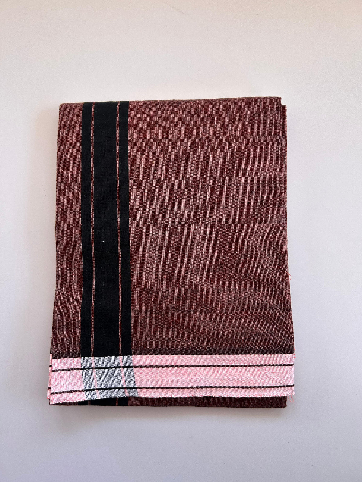 Kaitharikada - Single Kaily / Lungi - Mixed Cotton - (2/40s) twisted - 2 inch Black Shaded kara with Peach & Black Shaded colour body (2 meter / 4 muzham) - 53 KK8089 SAT