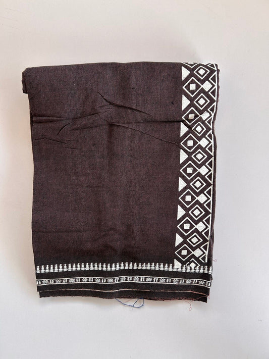 Single Kaily / Lungi - Kaitharikada - Mixed Cotton - 2/40s twisted - 2 inch White Printed Design Kuppadam Kara Dusty Maroon & Black Colour Body (2 meter / 4 muzham) - 45 KK8090 SAT