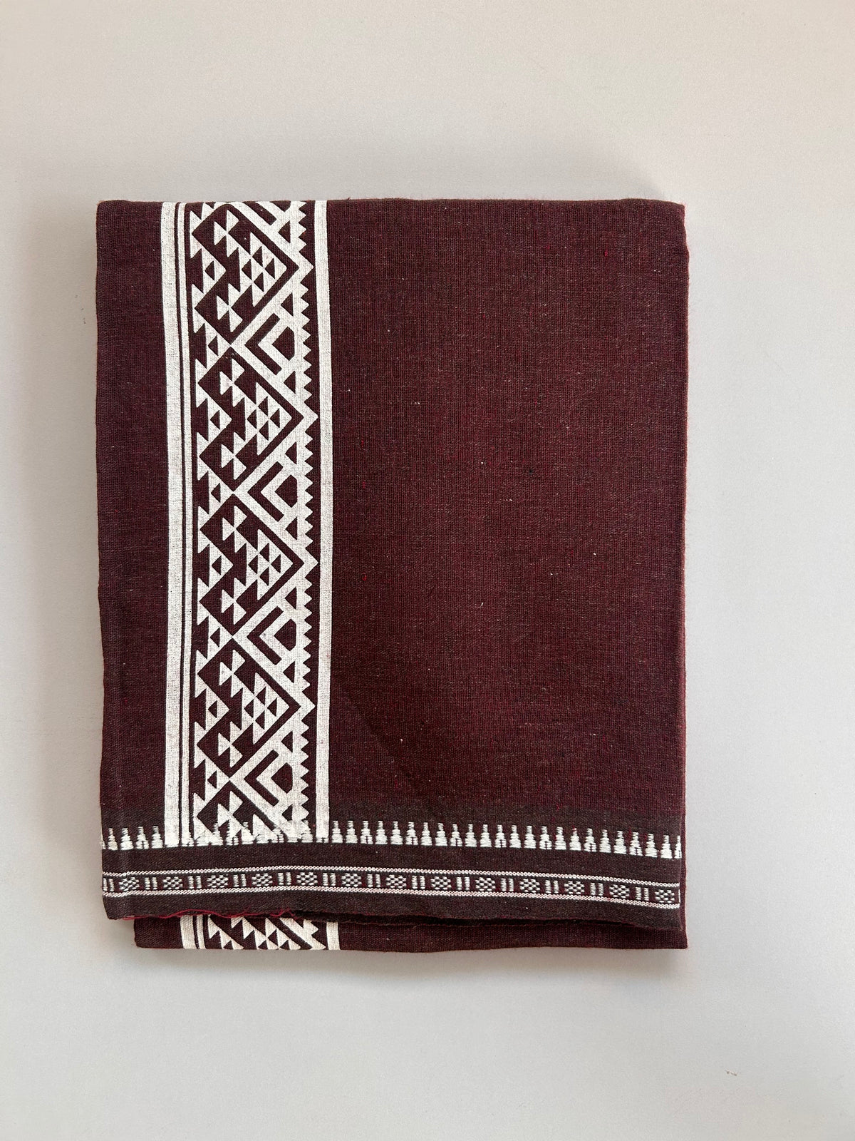 Single Kaily / Lungi - Kaitharikada - Mixed Cotton - 2/40s twisted - 2 inch White Printed Design Kuppadam Kara Maroon & Black Colour Body (2 meter / 4 muzham) - 54 KK8090 SAT