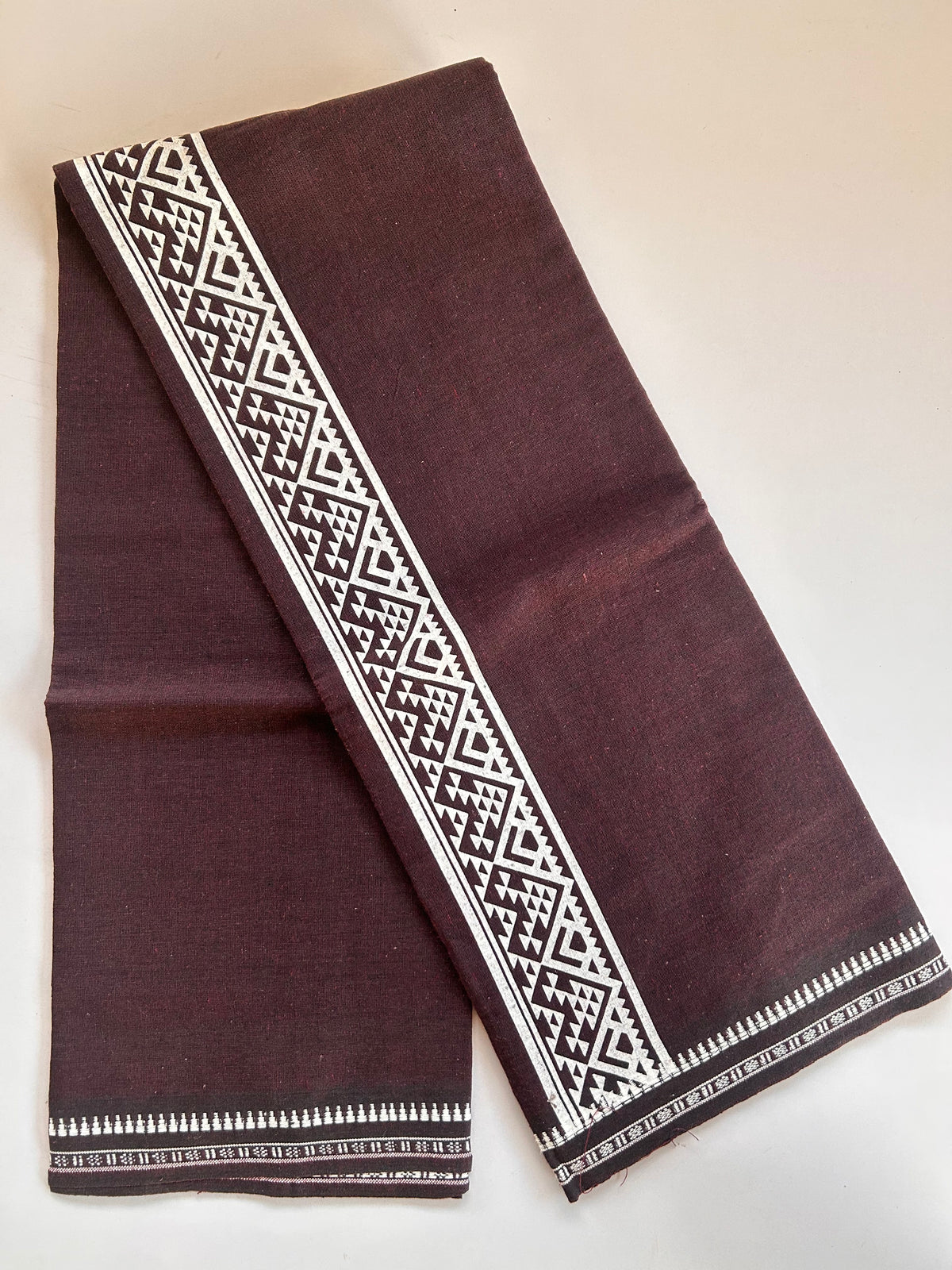 Single Kaily / Lungi - Kaitharikada - Mixed Cotton - 2/40s twisted - 2 inch White Printed Design Kuppadam Kara Dark Maroon & Black Colour Body (2 meter / 4 muzham) - 55 KK8090 SAT