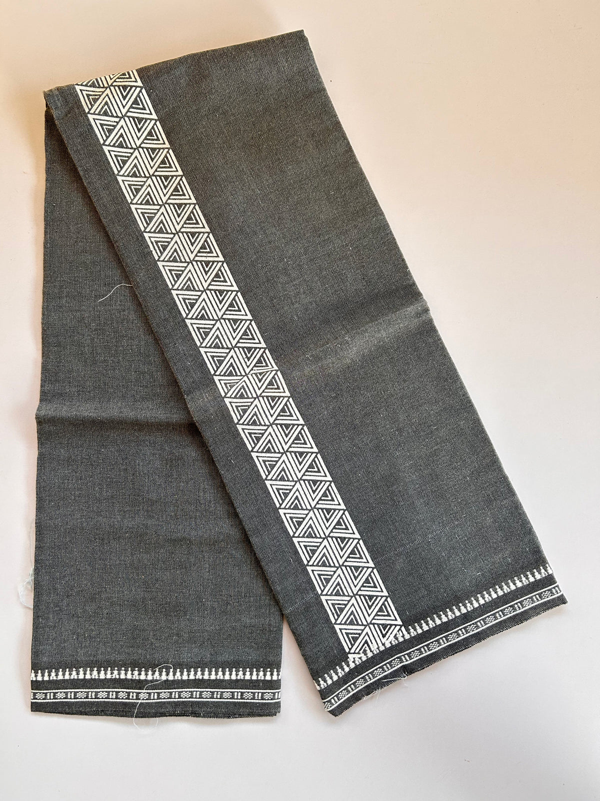 Single Kaily / Lungi - Kaitharikada - Mixed Cotton - 2/40s twisted - 2 inch White Printed Design Kuppadam Kara Brown & Light Blue Colour Body (2 meter / 4 muzham) - 57 KK8090 SAT