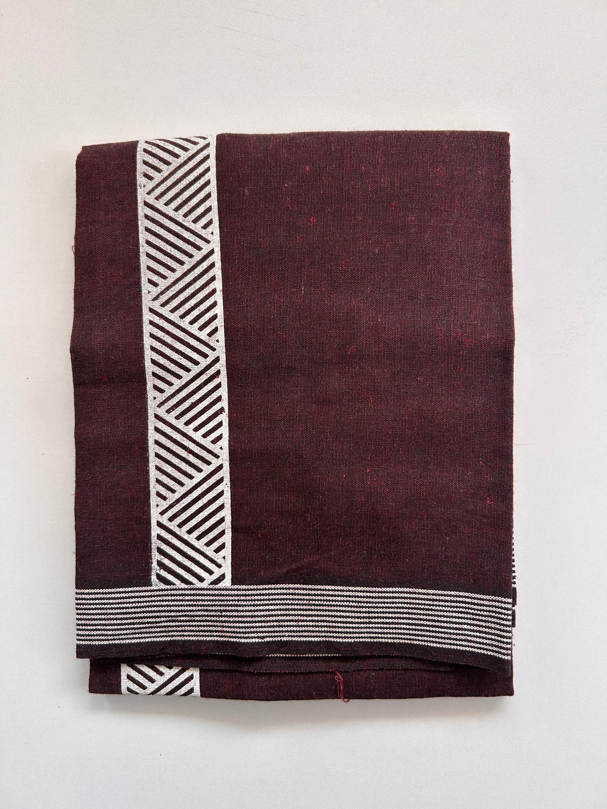 Single Kaily / Lungi - Kaitharikada - Mixed Cotton - 2/40s twisted - 2 inch White Printed Design Kara Wine Purple & Black Colour Body (2 meter / 4 muzham) - 68 KK8090 SAT