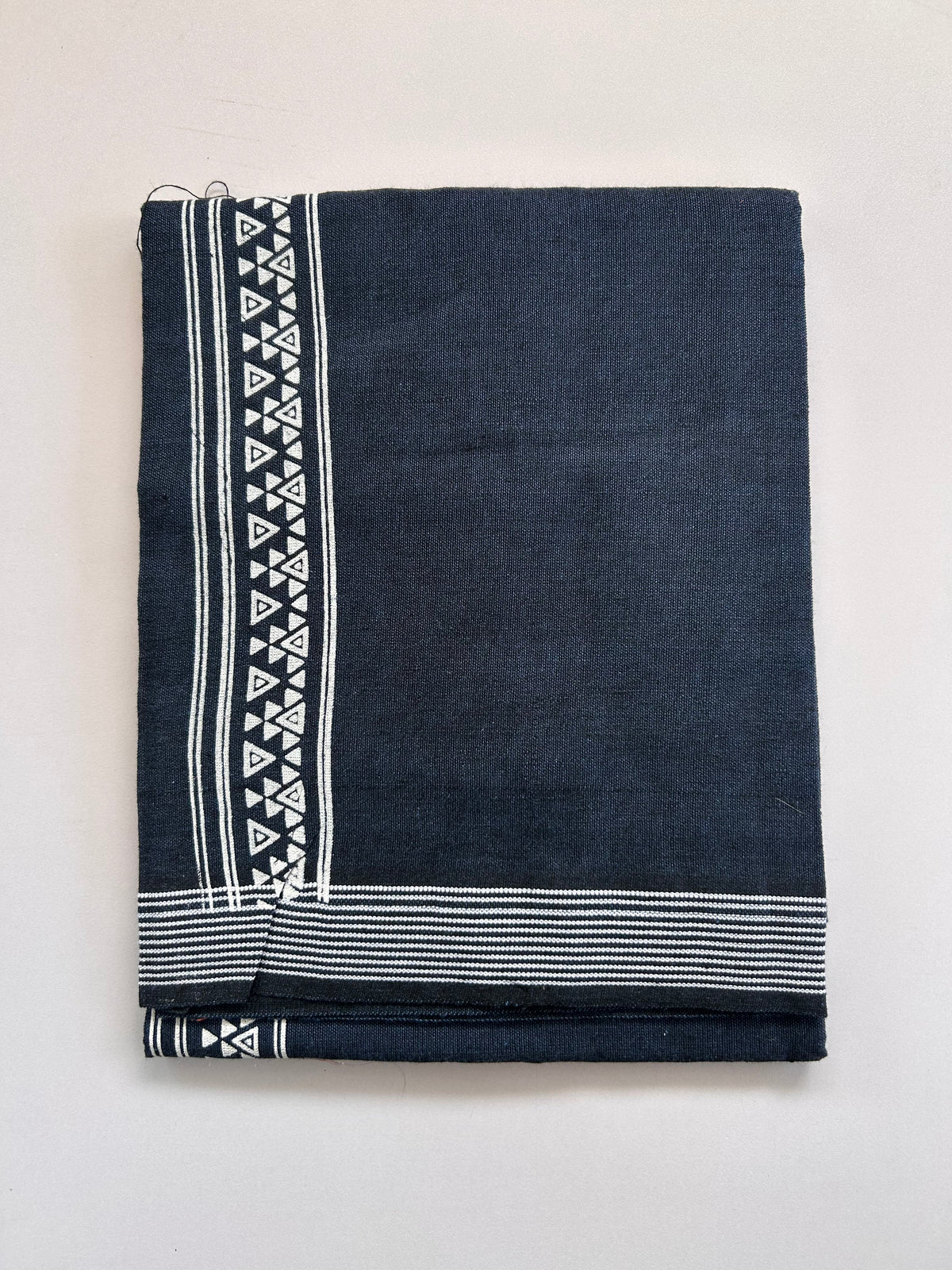 Single Kaily / Lungi - Kaitharikada - Mixed Cotton - 2/40s twisted - 2 inch White Printed Design Kara Blue  & Black Colour Body (2 meter / 4 muzham) - 63 KK8090 SAT