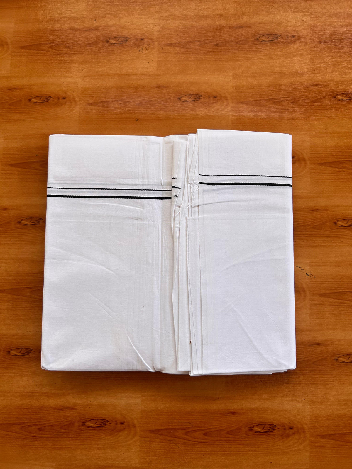 Pure White Single Mundu/Dhoti - 20% Discount! KaithariKada 100% Cotton -100s - 0.3 Black Thin kara (2 meter / 4 muzham) - 3 KK5530 ASH