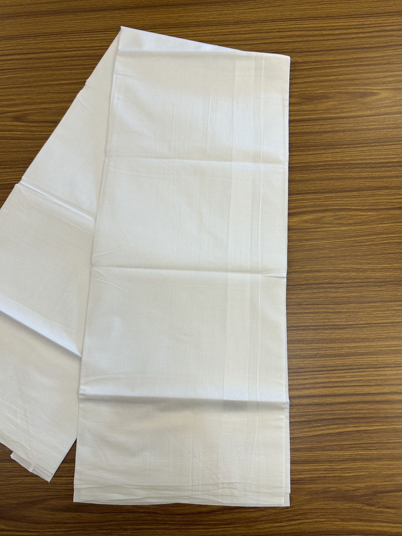 20% Discount ! KaithariKada Balaramapuram 100% Cotton Double Pure white Mundu/Dhoti- 100x80 - 1 inch White Kara - 3.80mtr ( 8 muzham) - 37 KK5312 PMC