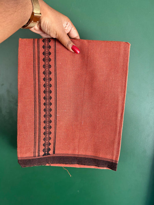 Single Kaily / Lungi - Kaitharikada - Mixed Cotton - 40s twisted - 1.75 inch Black Printed Design Stripes Kara With Kavi Colour Body (2 meter / 4 muzham) - 29 KK8075 SAT