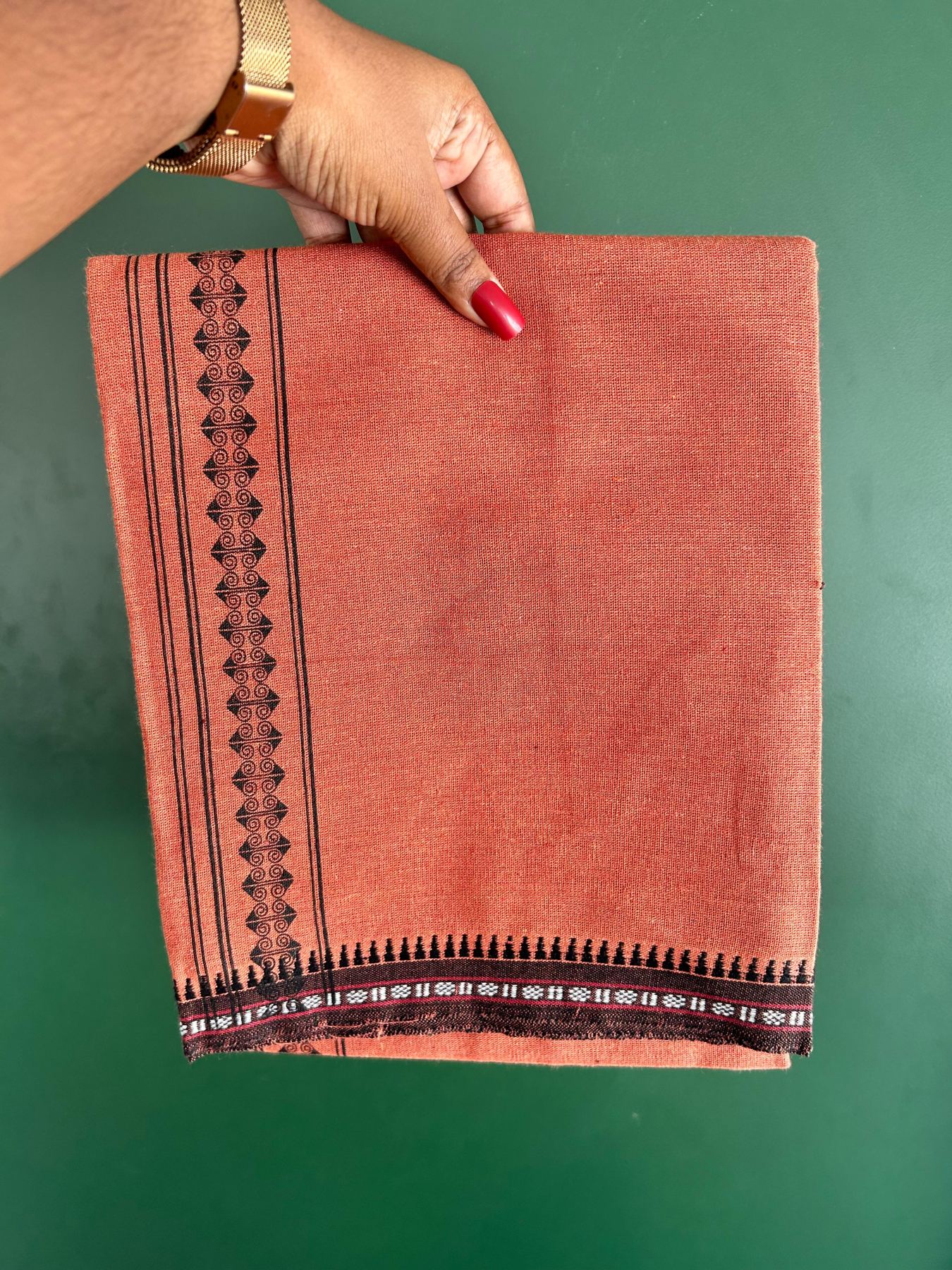 Single Kaily / Lungi - Kaitharikada - Mixed Cotton - 40s twisted - 1.75 inch Black Printed Design Printed Kuppadam Kara With Kavi Colour Body (2 meter / 4 muzham) - 30 KK8075 SAT