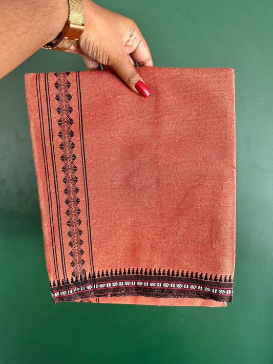 Single Kaily / Lungi - Kaitharikada - Mixed Cotton - 40s twisted - 1.75 inch Black Printed Design Printed Kuppadam Kara With Kavi Colour Body (2 meter / 4 muzham) - 30 KK8075 SAT