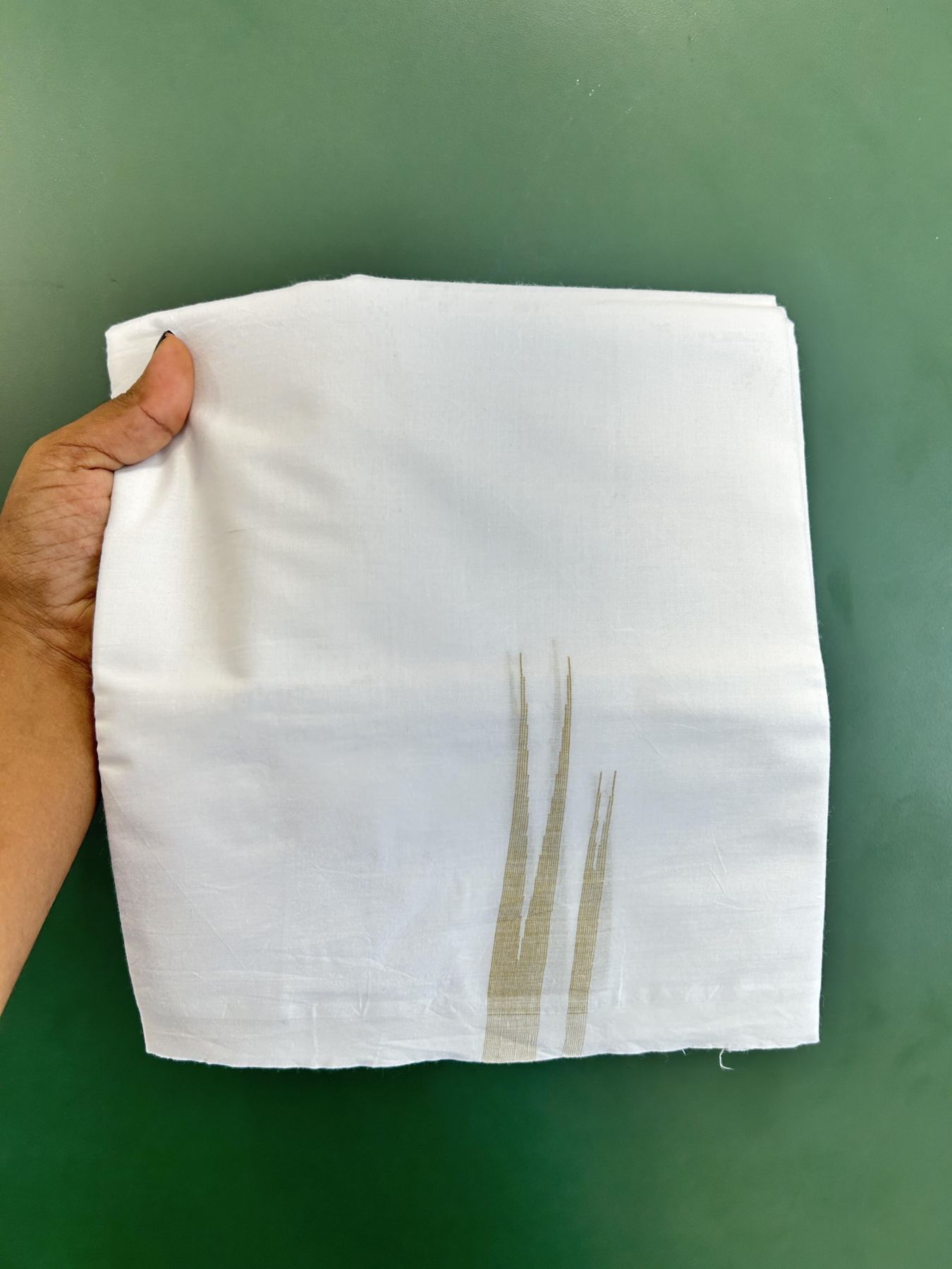 Double Pure White Mundu/Dhoti - 20% Discount !! KaithariKada Balaramapuram 100% Cotton - 100x80 - 3.5 cm Sand Brown Stripes Double Chutty Kara 3.80 mtr (8 muzham) - 12 KK5411 CKS