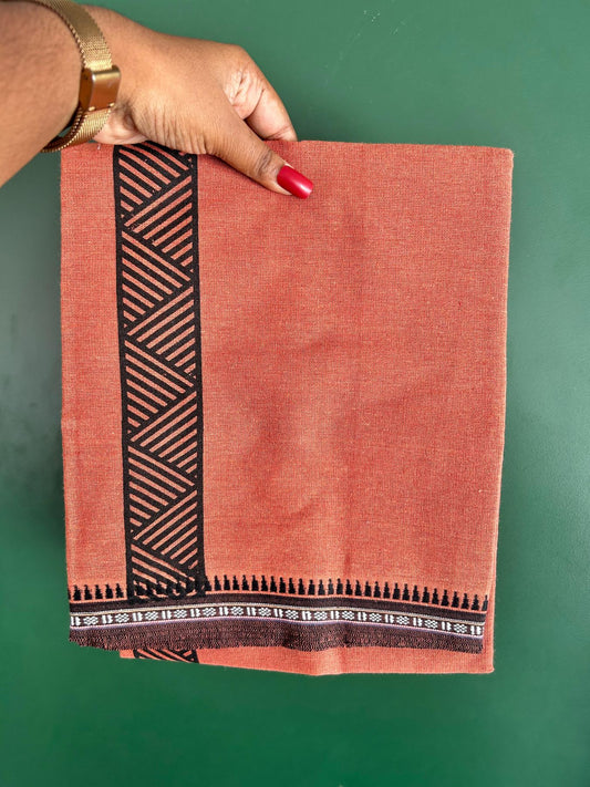 Single Kaily / Lungi - Kaitharikada - Mixed Cotton - 40s twisted - 1.75 inch Black Printed Design Printed Kuppadam Kara With Kavi Colour Body (2 meter / 4 muzham) - 33 KK8075 SAT