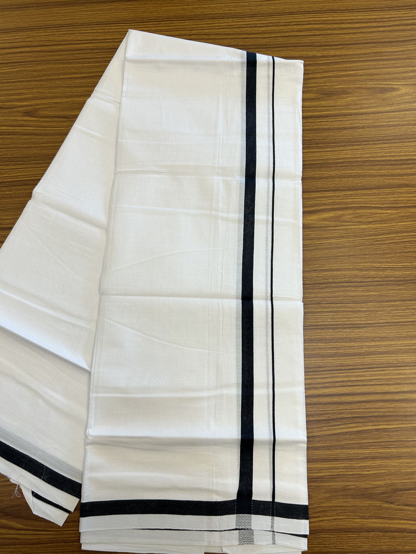18% Discount!! KaithariKada Balaramapuram 100% Cotton Single Pure White Mundu/Dhoti - 30X70 - 0.5 inch Black kara 1.90 mtr (4 muzham) - 1 KK5312 PMC