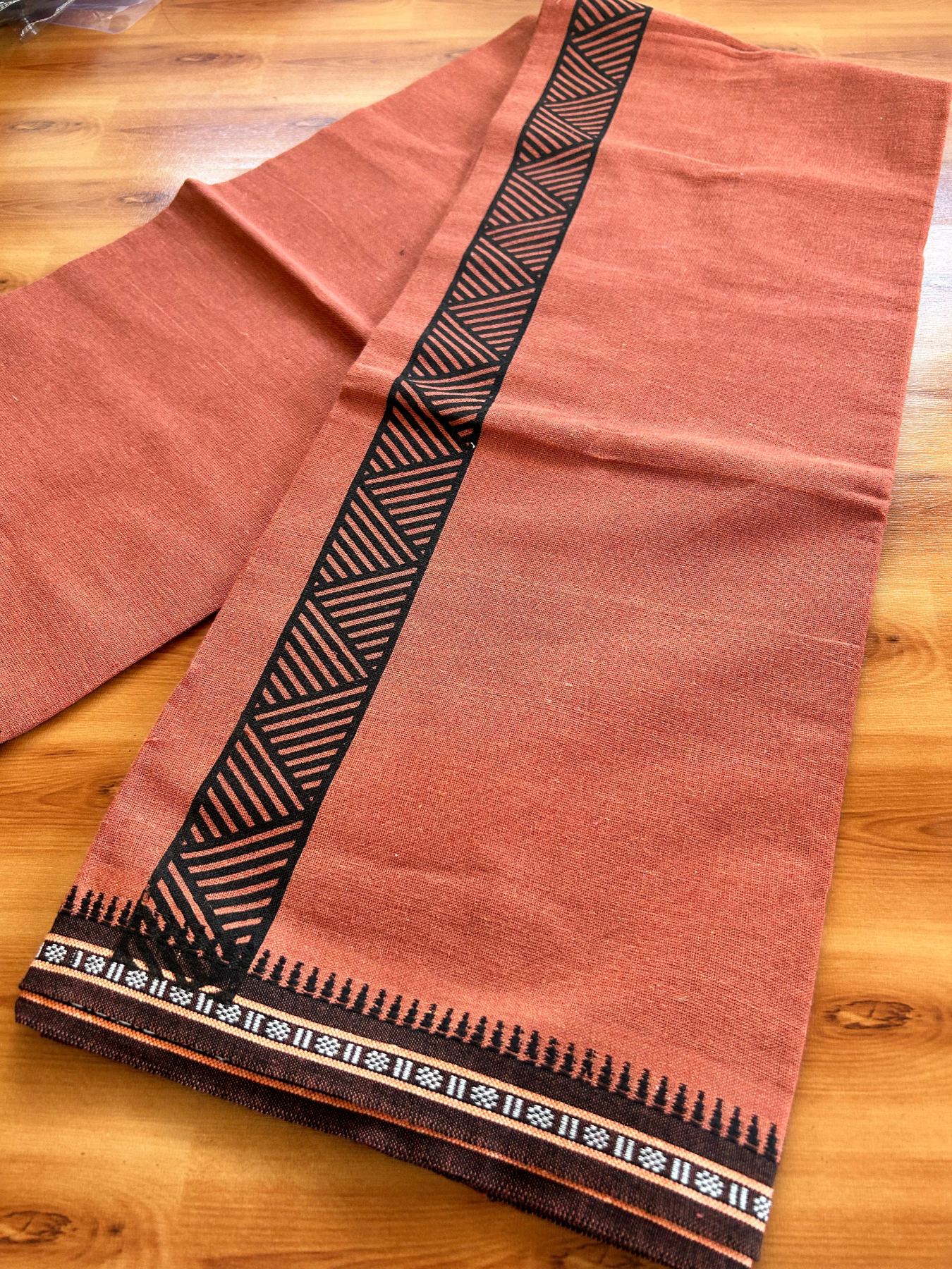 Single Kaily / Lungi - Kaitharikada - Mixed Cotton - 40s twisted - 1.75 inch Black Printed Design Printed Kuppadam Kara With Kavi Colour Body (2 meter / 4 muzham) - 36 KK8075 SAT