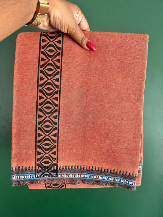Single Kaily / Lungi - Kaitharikada - Mixed Cotton - 40s twisted - 1.75 inch Black Printed Design Printed Kuppadam Kara With Kavi Colour Body (2 meter / 4 muzham) - 37 KK8075 SAT